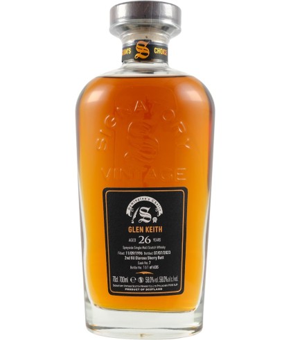 Fles Signatory Glen Keith 26 Years Old 1996, single malt whisky, op voorraad bij slijterij t Bockje in Bathmen