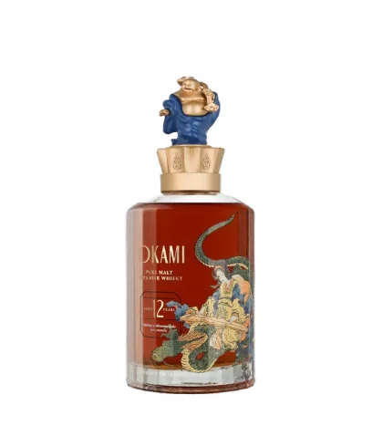 Fles Okami 12 Year Old Pure Malt, whisky, op voorraad bij slijterij t Bockje in Bathmen