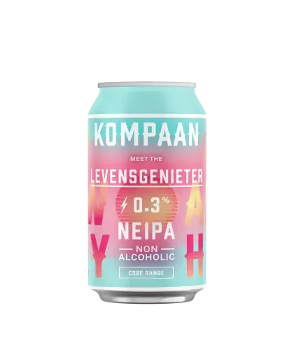 Fles Kompaan Levensgenieter Non-Alcoholic NEIPA, bier, bij slijterij t Bockje in Bathmen