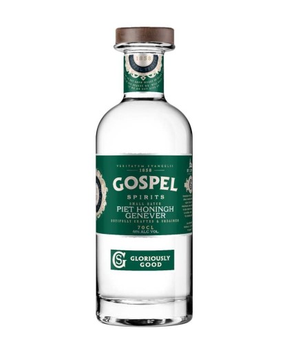 Fles Gospel Piet Honingh Genever, gin, op voorraad bij slijterij t Bockje in Bathmen