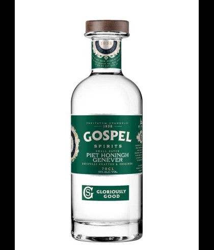 Fles Gospel Piet Honingh Genever, gin, op voorraad bij slijterij t Bockje in Bathmen