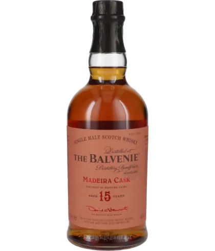 Fles The Balvenie 15 Years Old Madeira Cask Finish, single malt whisky, op voorraad bij slijterij t Bockje in Bathmen