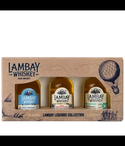 Geschenk Lambay Whiskey Legends Collection Giftpack 3x5cl., bij slijterij ’t Bockje in Bathmen