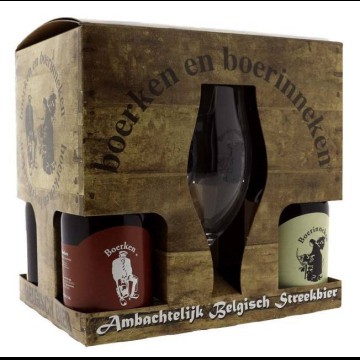 Boerken en Boerinneken Giftpack 4 Flessen + 2 Glazen