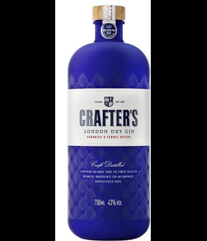 Fles Crafters London Dry Gin, gin, op voorraad bij slijterij t Bockje in Bathmen
