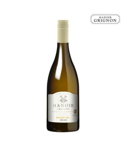 Fles Manoir Grignon Muscat Sec, wijn, op voorraad bij slijterij t Bockje in Bathmen