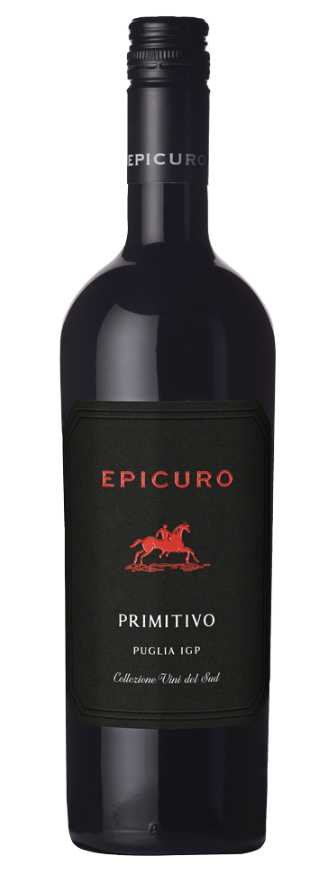 Fles Epicuro Primitivo, wijn, op voorraad bij slijterij t Bockje in Bathmen