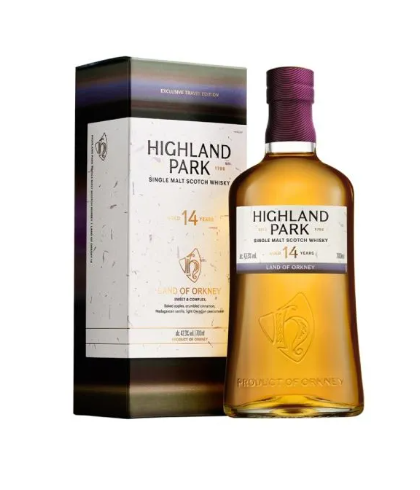Fles Highland Park Land of Orkney 14 Years Old, single malt whisky, op voorraad bij slijterij t Bockje in Bathmen