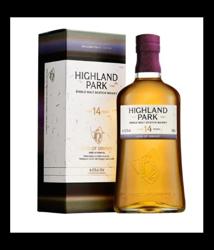 Fles Highland Park Land of Orkney 14 Years Old, single malt whisky, op voorraad bij slijterij t Bockje in Bathmen