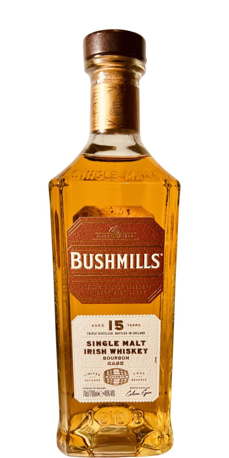 Fles Bushmills 15 Years Old Bourbon Cask, single malt whisky, op voorraad bij slijterij t Bockje in Bathmen