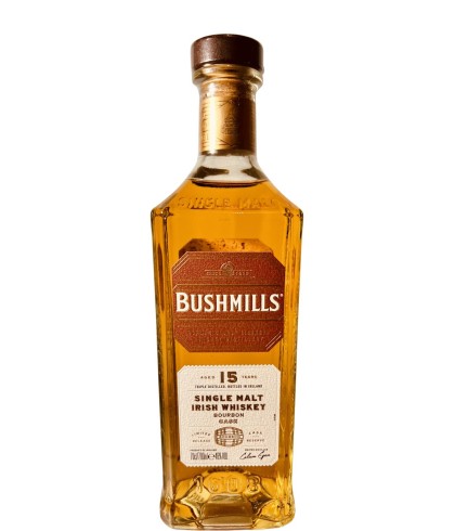 Fles Bushmills 15 Years Old Bourbon Cask, single malt whisky, op voorraad bij slijterij t Bockje in Bathmen