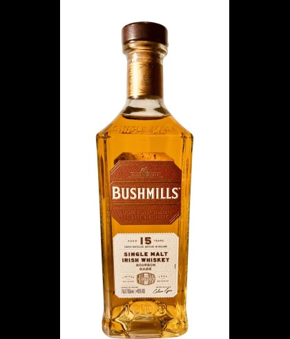 Fles Bushmills 15 Years Old Bourbon Cask, single malt whisky, op voorraad bij slijterij t Bockje in Bathmen