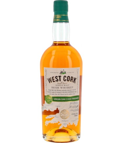 Fles West Cork Virgin Oak Cask Finished, Ierse whiskey uit Skibbereen, op voorraad bij slijterij t Bockje in Bathmen