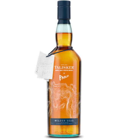 Fles Talisker X Parley Wilder Seas, single malt whisky van het eiland Skye, op voorraad bij slijterij t Bockje in Bathmen