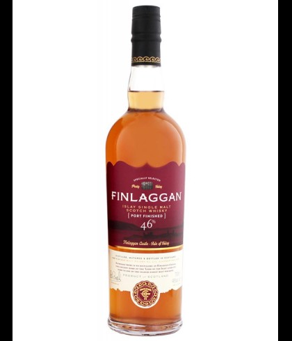 Fles Finlaggan Port Cask Finish, single malt whisky, op voorraad bij slijterij t Bockje in Bathmen