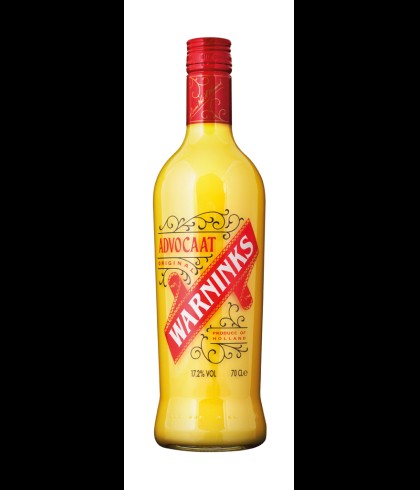 Fles Warninks Advocaat dun van 70 centiliter, op voorraad bij slijterij t Bockje in Bathmen