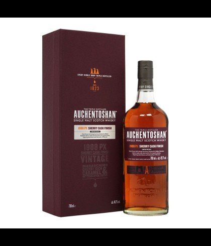 Fles Auchentoshan 29 Years Old 1988 PX Sherry Finish, single malt whisky, op voorraad bij slijterij t Bockje in Bathmen