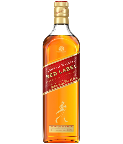 Fles blended Scotch van Johnnie Walker, op voorraad bij slijterij t Bockje in Bathmen