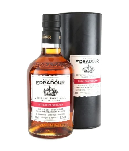Fles Edradour 2012 Pinot Noir Cask, single malt whisky, op voorraad bij slijterij t Bockje in Bathmen