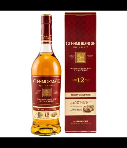 Fles Glenmorangie The Lasanta 12 Years Old, single malt whisky, op voorraad bij slijterij t Bockje in Bathmen