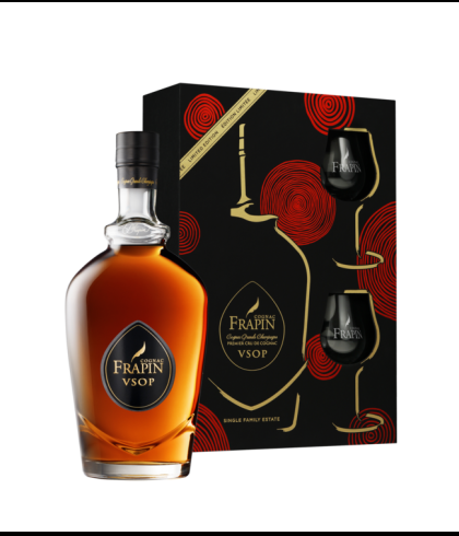 Geschenk FRAPIN VSOP Cognac geschenkverpakking met 2 glazen, bij slijterij ’t Bockje in Bathmen