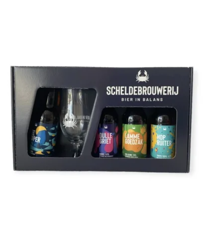 Geschenk Scheldebrouwerij Giftpack Bier in Balans met Glas van Scheldebrouwerij, bij slijterij ’t Bockje in Bathmen