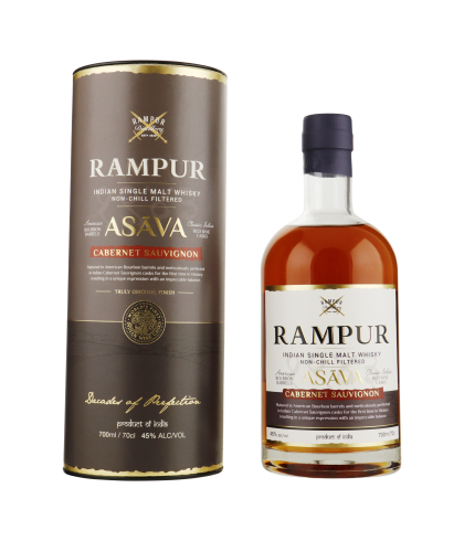 Fles Rampur Asava, Indiase single malt whisky, op voorraad bij slijterij t Bockje in Bathmen