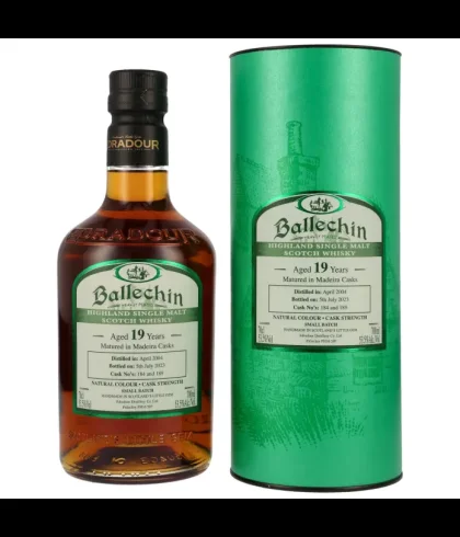 Fles Ballechin 2004 Madeira Cask 19 Years Old, single malt whisky, op voorraad bij slijterij t Bockje in Bathmen