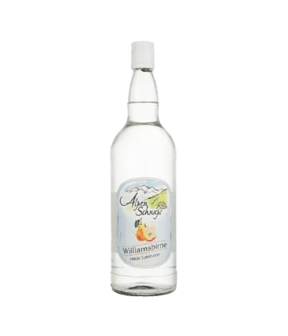 Eau de vie Alpenschnaps Steinbeisser Williamsbirne, bij slijterij ’t Bockje in Bathmen