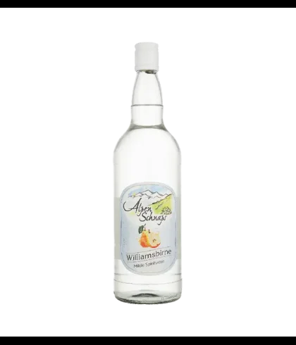 Eau de vie Alpenschnaps Steinbeisser Williamsbirne, bij slijterij ’t Bockje in Bathmen