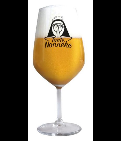 Tante Nonneke bierglas op voet van 37 centiliter, op voorraad bij slijterij t Bockje in Bathmen