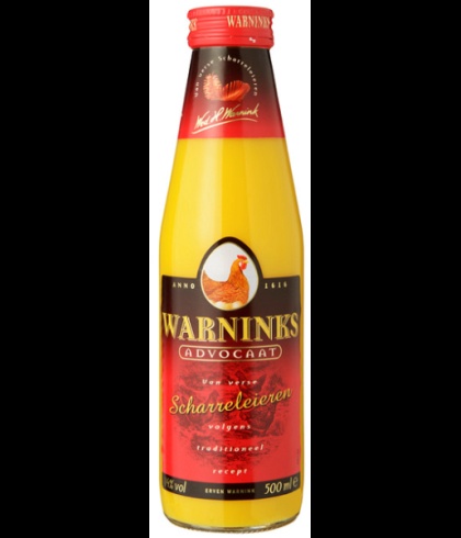 Fles Warninks Scharreladvocaat van 50 centiliter, op voorraad bij slijterij t Bockje in Bathmen
