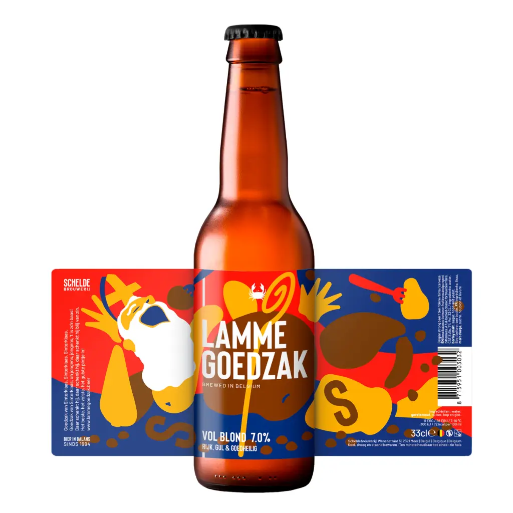 Fles Scheldebrouwerij Lamme Goedzak Sinterklaas, bier van Scheldebrouwerij, op voorraad bij slijterij t Bockje in Bathmen