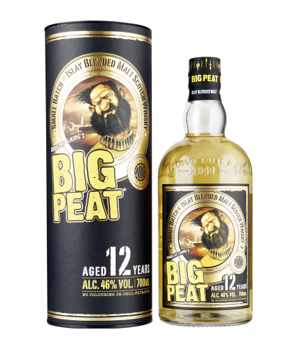 Fles Big Peat 12 Years Old, single malt whisky, op voorraad bij slijterij t Bockje in Bathmen