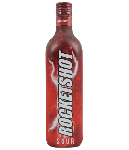 Fles Rocketshot Sour, shotdrank op wodkabasis, op voorraad bij slijterij t Bockje in Bathmen