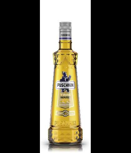 Fles Puschkin Time Warp, wodka, bij slijterij t Bockje in Bathmen