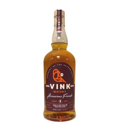 Fles Vink Whisky 6 Years Old Single Cask Amarone Finish, whisky, op voorraad bij slijterij t Bockje in Bathmen