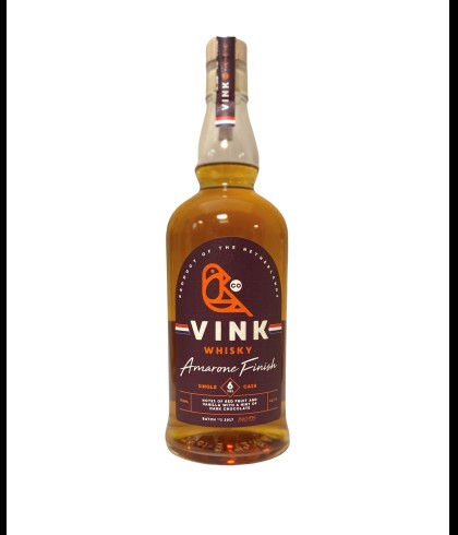 Fles Vink Whisky 6 Years Old Single Cask Amarone Finish, whisky, op voorraad bij slijterij t Bockje in Bathmen
