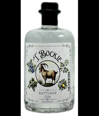 Fles Battumse Gin, gin uit de streek, op voorraad bij slijterij t Bockje in Bathmen