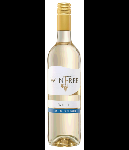 Fles Winfree De-Alcoholized White Wine, alcoholvrije witte wijn uit Duitsland, bij slijterij t Bockje in Bathmen