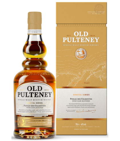 Fles Old Pulteney Coastal Series Pineau des Charentes, Schotse Highland single malt uit Wick, op voorraad bij slijterij ’t Bockje in Bathmen