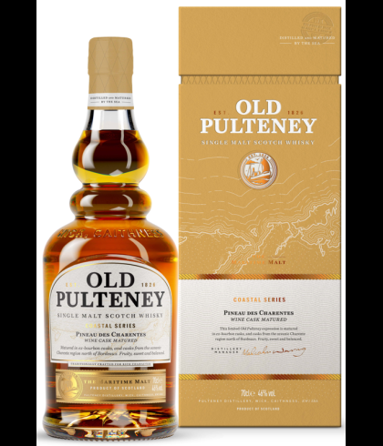 Fles Old Pulteney Coastal Series Pineau des Charentes, Schotse Highland single malt uit Wick, op voorraad bij slijterij t Bockje in Bathmen