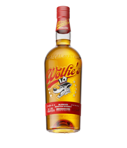 Fles Wolfie's Blended Scotch Whisky, whisky, op voorraad bij slijterij t Bockje in Bathmen