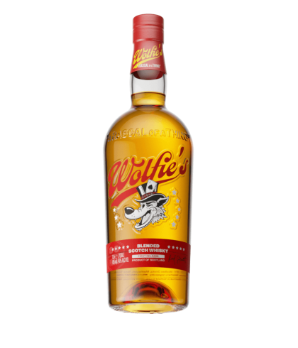 Fles Wolfie's Blended Scotch Whisky, whisky, op voorraad bij slijterij t Bockje in Bathmen
