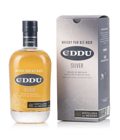 Fles Eddu Silver Whisky De Bretagne, whisky, op voorraad bij slijterij t Bockje in Bathmen