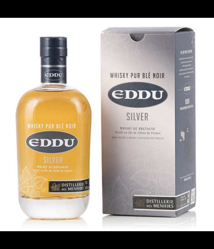 Fles Eddu Silver Whisky De Bretagne, whisky, op voorraad bij slijterij t Bockje in Bathmen