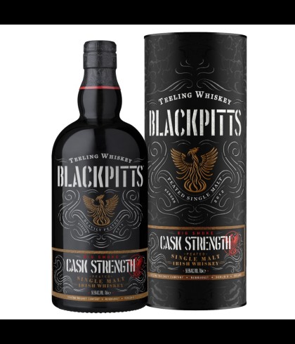 Fles Teeling Blackpitts Cask Strength Big Smoke, Ierse whiskey uit Dublin, op voorraad bij slijterij t Bockje in Bathmen