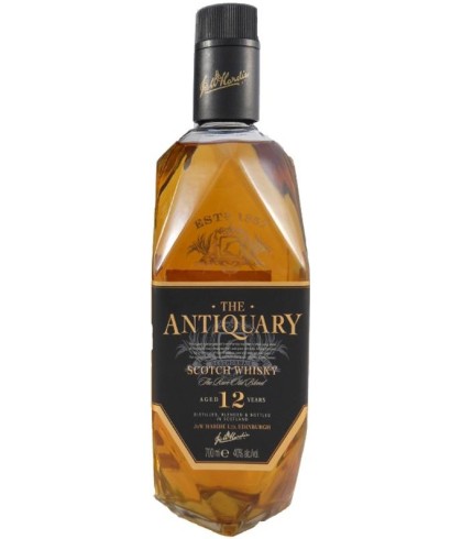 Fles THE ANTIQUARY 12 years old, whisky, op voorraad bij slijterij t Bockje in Bathmen