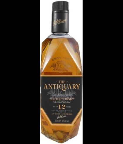Fles THE ANTIQUARY 12 years old, whisky, op voorraad bij slijterij t Bockje in Bathmen