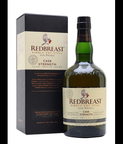 Fles Redbreast 12 Years Old Cask Strength, Ierse single pot still whiskey, op voorraad bij slijterij t Bockje in Bathmen